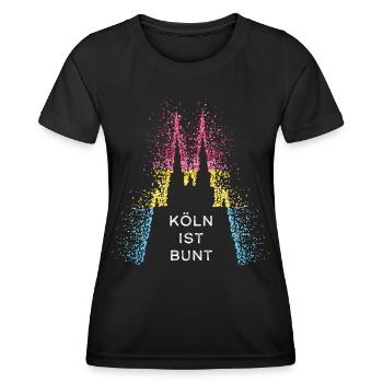 Cathédrale de Cologne Colonia Pansexuel Pansexuel - T-shirt sport Femme - noir - Devant - AI Model Female 172 light (172cm)