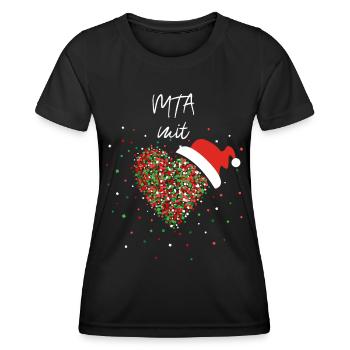 MTA mit Herz Nikolausmütze Weihnachtsmotiv - Frauen Funktions-T-Shirt - Schwarz - Vorne - AI Model Female 172 light (172cm)