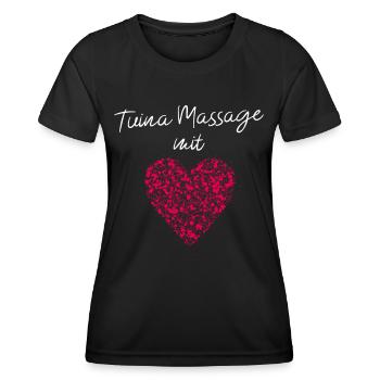 Tuina Massage mit Herz Masseurin Relfexzone Fuss - Frauen Funktions-T-Shirt - Schwarz - Vorne - AI Model Female 172 light (172cm)