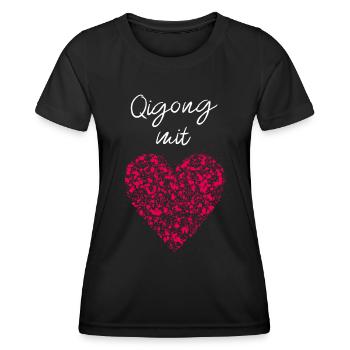 Qigong mit Herz Altnernative Medizinerin Yin-Yang - Frauen Funktions-T-Shirt - Schwarz - Vorne - AI Model Female 172 light (172cm)