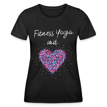 Fitness Yoga mit Herz Yogalehrerin Fitnessstudio - Frauen Funktions-T-Shirt - Schwarz - Vorne - AI Model Female 172 light (172cm)
