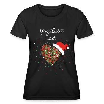 Yogilates mit Herz Yoga Pilates Nikolausmütze - Frauen Funktions-T-Shirt - Schwarz - Vorne - AI Model Female 172 light (172cm)