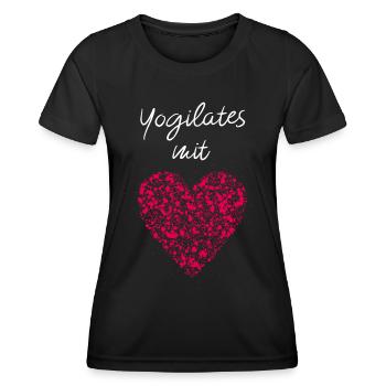 Yogilates mit Herz Fitnesskurs Fitnessstudio Yoga - Frauen Funktions-T-Shirt - Schwarz - Vorne - AI Model Female 172 light (172cm)