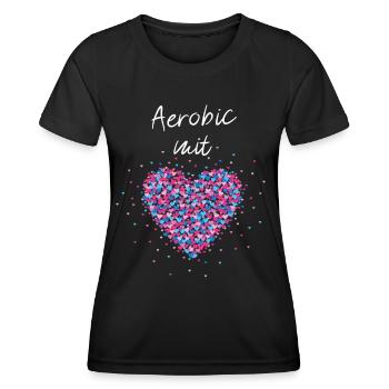 Aerobic mit Herz rhytmische Bewegung Sport Musik - Frauen Funktions-T-Shirt - Schwarz - Vorne - AI Model Female 172 light (172cm)
