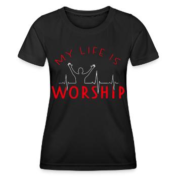 Culte Culte Heartbeat Music Band Jesus God - T-shirt sport Femme - noir - Devant - AI Model Female 172 light (172cm)