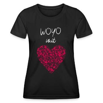 Woyo Yoga mit Herz Meditation Fitnesstrainerin - Frauen Funktions-T-Shirt - Schwarz - Vorne - AI Model Female 172 light (172cm)