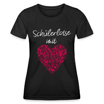 Schülerlotse mit Herz Verkehrshilfe Ehrenamtlicher - Frauen Funktions-T-Shirt - Schwarz - Vorne - AI Model Female 172 light (172cm)