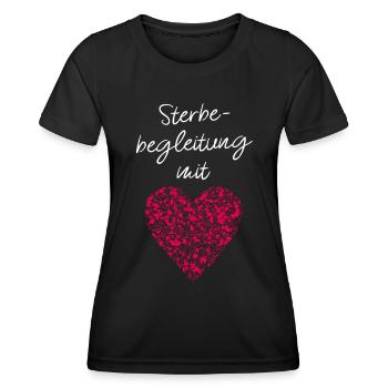 Sterbebegleitung mit Herz Krankenpflege Hospiz - Frauen Funktions-T-Shirt - Schwarz - Vorne - AI Model Female 172 light (172cm)