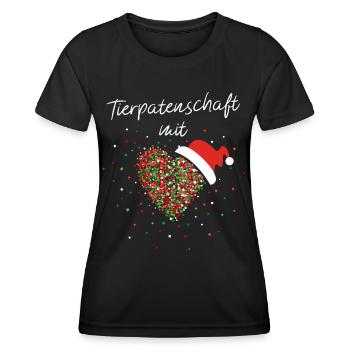 Tierpatenschaft mit Herz Tierheim Weihnachtsmotiv - Frauen Funktions-T-Shirt - Schwarz - Vorne - AI Model Female 172 light (172cm)