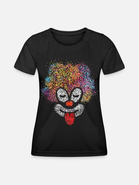 Karneval Clown Fasching Konfetti Fastelovend - Frauen Funktions-T-Shirt - Schwarz