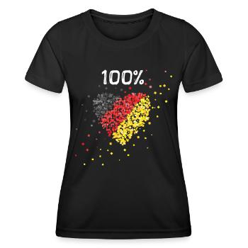 Deutschlandfahne Fußballfan Deutschlandfan Fan - Frauen Funktions-T-Shirt - Schwarz - Vorne - AI Model Female 172 light (172cm)
