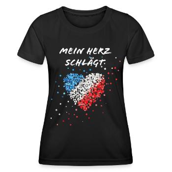 French flag heartbeat French France fan - Women's Functional T-Shirt - black - Front - AI Model Female 172 light (172cm)