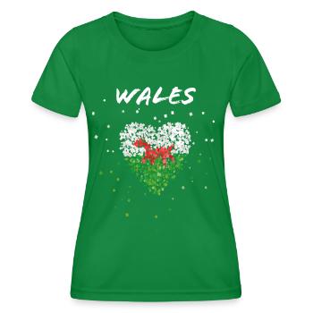 Wales Wales Flag Wales Flag Walesfan Flag - Women's Functional T-Shirt - kelly green - Front - AI Model Female 172 dark (172cm)