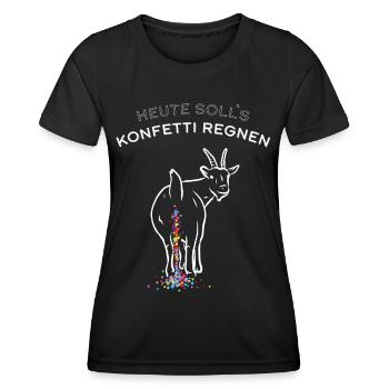 Konfetti Regnen Karneval Fastelovend Närrisch Jeck - Frauen Funktions-T-Shirt - Schwarz - Vorne - AI Model Female 172 light (172cm)