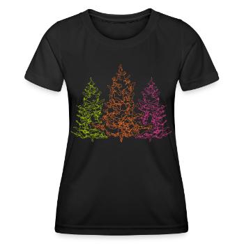 Line Art Forêt Noire Arbre de Noël Village Festival Landei - T-shirt sport Femme - noir - Devant - AI Model Female 172 light (172cm)