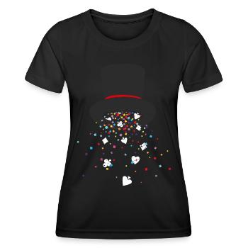 Chapeau de sorcier illusionniste spectacle de magie tours de cartes - T-shirt sport Femme - noir - Devant - AI Model Female 172 light (172cm)
