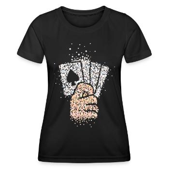 Tours de cartes Illusionniste Carte Magique Jeu de cartes - T-shirt sport Femme - noir - Devant - AI Model Female 172 light (172cm)