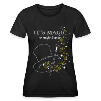 Illusionniste Tour de magie Chapeau de sorcier Magicien - T-shirt sport Femme - noir - Devant - AI Model Female 172 light (172cm)
