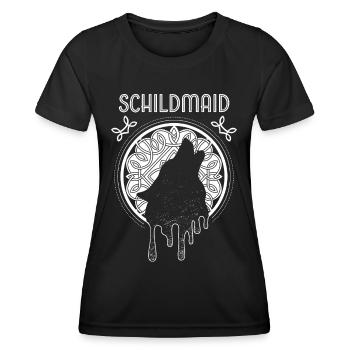 Schildmaid Wikinger Odins Wolf Wölfe Winkingerin - Frauen Funktions-T-Shirt - Schwarz - Vorne - AI Model Female 172 light (172cm)