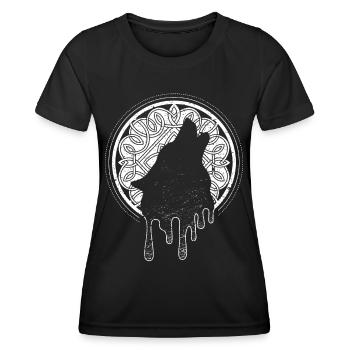 Wolf Wölfe Winkinger Mittelalter Mythologie Odin - Frauen Funktions-T-Shirt - Schwarz - Vorne - AI Model Female 172 light (172cm)