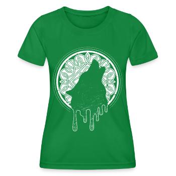 Wolf Wölfe Winkinger Mittelalter Mythologie Odin - Frauen Funktions-T-Shirt - Kelly Green - Vorne - AI Model Female 172 dark (172cm)