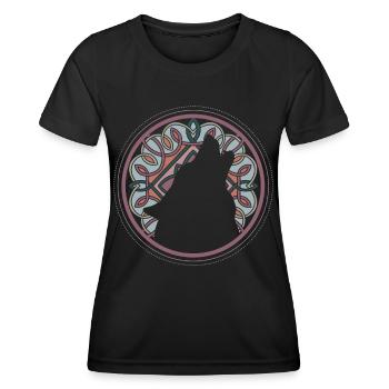 Wolf Wikinger Wölfe Mittelalter Wikingerin Kelten - Frauen Funktions-T-Shirt - Schwarz - Vorne - AI Model Female 172 light (172cm)