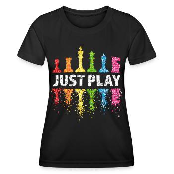 Joueur d’échecs Joueur d’échecs LGBTQ Pride Arc-en-ciel - T-shirt sport Femme - noir - Devant - AI Model Female 172 light (172cm)