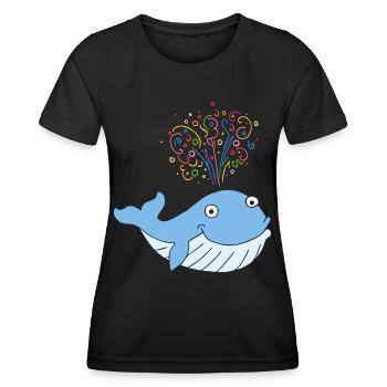 Carnival, Carnival, Confetti, Whale, Confetti Rain - Women's Functional T-Shirt - black - Front - AI Model Female 172 light (172cm)