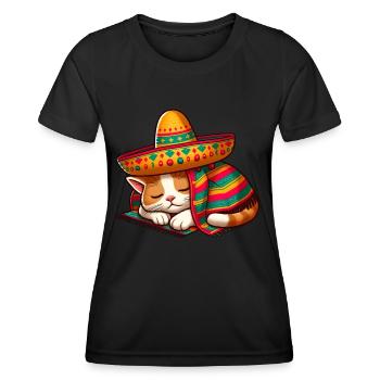 Cinco de Mayo Cat - T-shirt sport Femme - noir - Devant - AI Model Female 172 light (172cm)