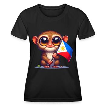 Tarsier mit philippinischer Flagge - Frauen Funktions-T-Shirt - Schwarz - Vorne - AI Model Female 172 light (172cm)
