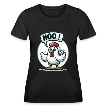 Le poulet fait meugler - T-shirt sport Femme - noir - Devant - AI Model Female 172 light (172cm)