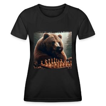 Ours jouant aux échecs - T-shirt sport Femme - noir - Devant - AI Model Female 172 light (172cm)