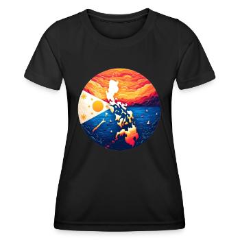 Coucher de soleil sur les Philippines - T-shirt sport Femme - noir - Devant - AI Model Female 172 light (172cm)