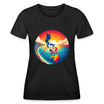 Coucher de soleil sur les Philippines - T-shirt sport Femme - noir - Devant - AI Model Female 172 light (172cm)