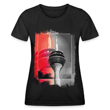 Düsseldorf Skyline Fernsehturm Deutschland Stadt - Frauen Funktions-T-Shirt - Schwarz - Vorne - AI Model Female 172 light (172cm)