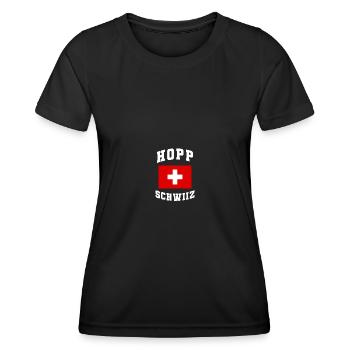 Suisse Hopp Schwiiz Flag Fanshirt Cadeau - T-shirt sport Femme - noir - Devant - AI Model Female 172 light (172cm)