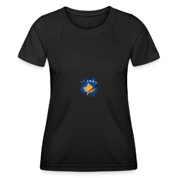 Drapeau du Kosovo Drapeau Jersey Cadeau Kosovar - T-shirt sport Femme - noir - Devant - AI Model Female 172 light (172cm)