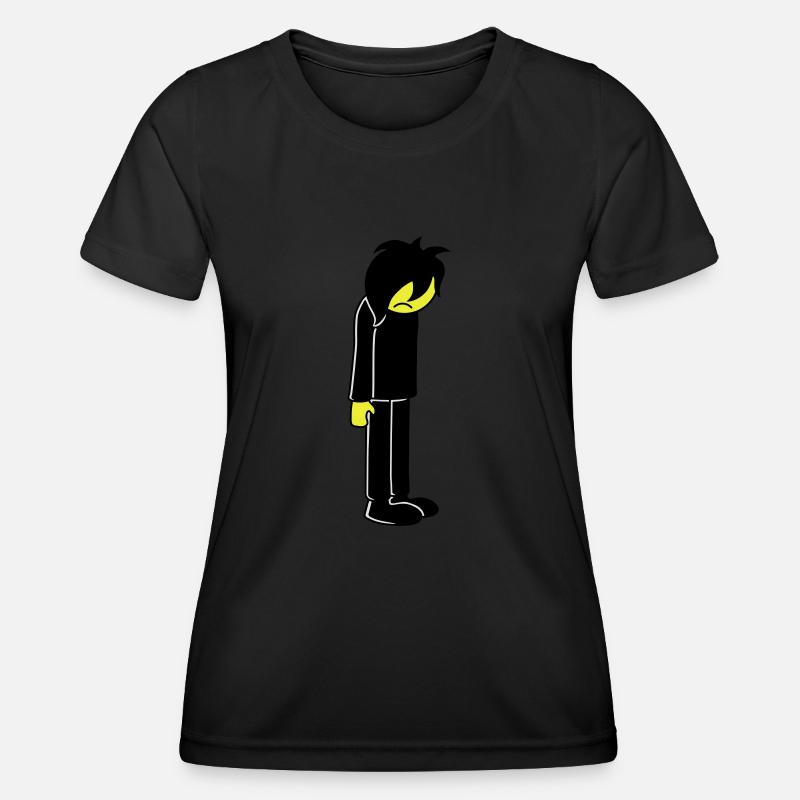 Sad unhappy emo long black hair - Women's Functional T-Shirt - black