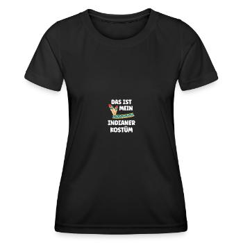 Kostüm Indianer Kopfschmuck Indianerfedern - Frauen Funktions-T-Shirt - Schwarz - Vorne - AI Model Female 172 light (172cm)