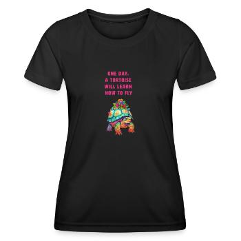 Un jour, une tortue apprendra à voler - T-shirt sport Femme - noir - Devant - AI Model Female 172 light (172cm)