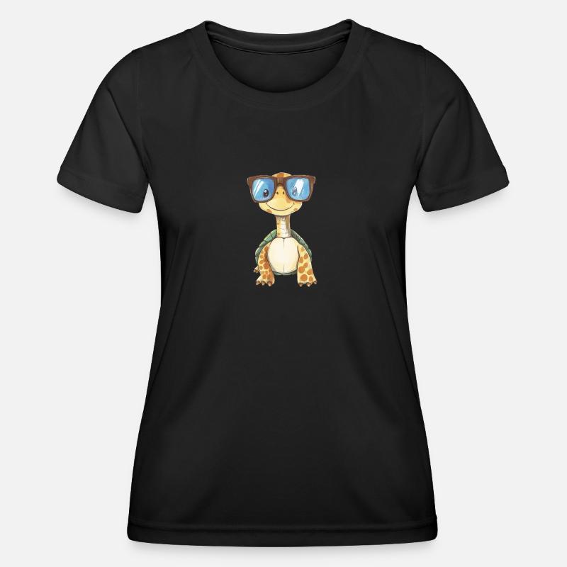 Turtle with sunglasses - Women's Functional T-Shirt - black