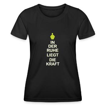 In der Ruhe liegt die Kraft - Yoga - Frauen Funktions-T-Shirt - Schwarz - Vorne - AI Model Female 172 light (172cm)