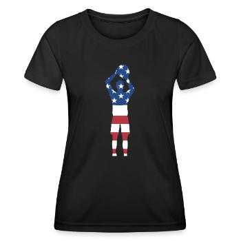 Sport Us Flag Korfball - Women's Functional T-Shirt - black - Front - AI Model Female 172 light (172cm)