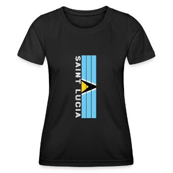 St. Lucia Landesfarbe in Streifen - Frauen Funktions-T-Shirt - Schwarz - Vorne - AI Model Female 172 light (172cm)