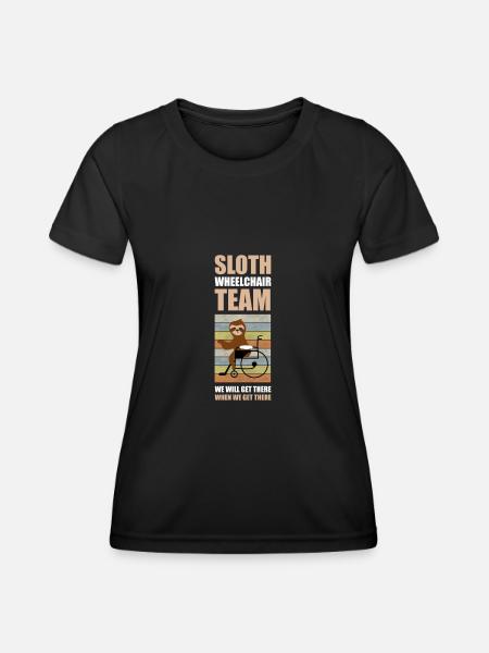 Faultier Rollstuhl Behindert Behinderung Geschenk - Frauen Funktions-T-Shirt - Schwarz