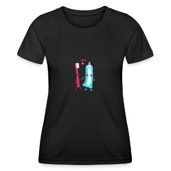Brosse à dents et dentifrice Paire Cadeau pour les dentistes - T-shirt sport Femme - noir - Devant - AI Model Female 172 light (172cm)