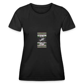 Père Noël Noël équitation cavalier chevaux - T-shirt sport Femme - noir - Devant - AI Model Female 172 light (172cm)