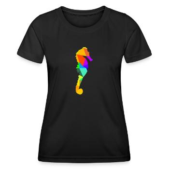 Seahorse Sea Animal Rainbow Animals Polygon - Women's Functional T-Shirt - black - Front - AI Model Female 172 light (172cm)