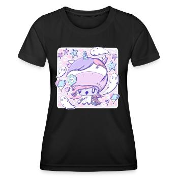 Cute zombie unicorn bubble head cutie - Women's Functional T-Shirt - black - Front - AI Model Female 172 light (172cm)
