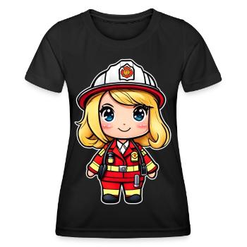 Cute firefighter woman - Women's Functional T-Shirt - black - Front - AI Model Female 172 light (172cm)